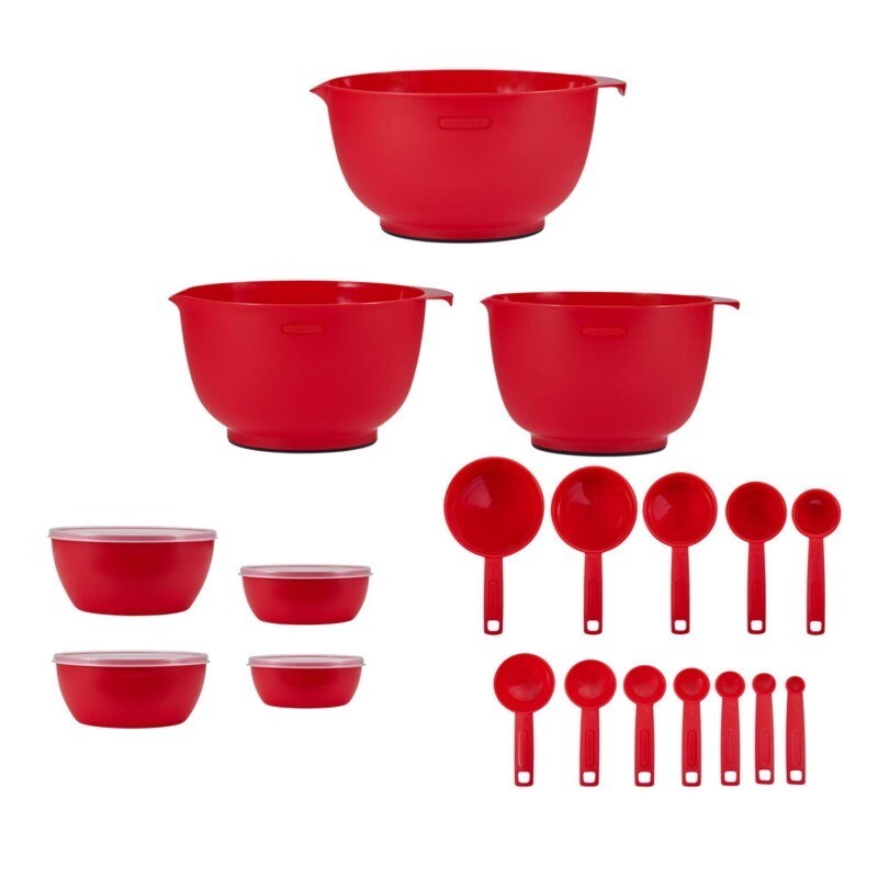 23 Piece Plastic Baking Set Red for Beginner &Professional Dishwasher Safe Red