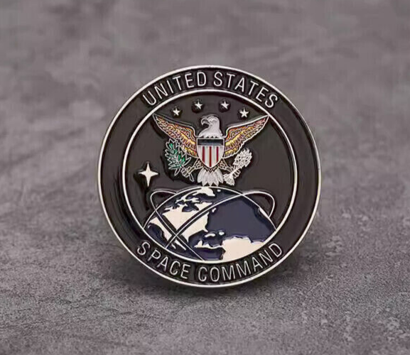 SILVER US SPACE COMMAND IDENTIFICATION BADGE METAL BROOCHES INSIGNIA
