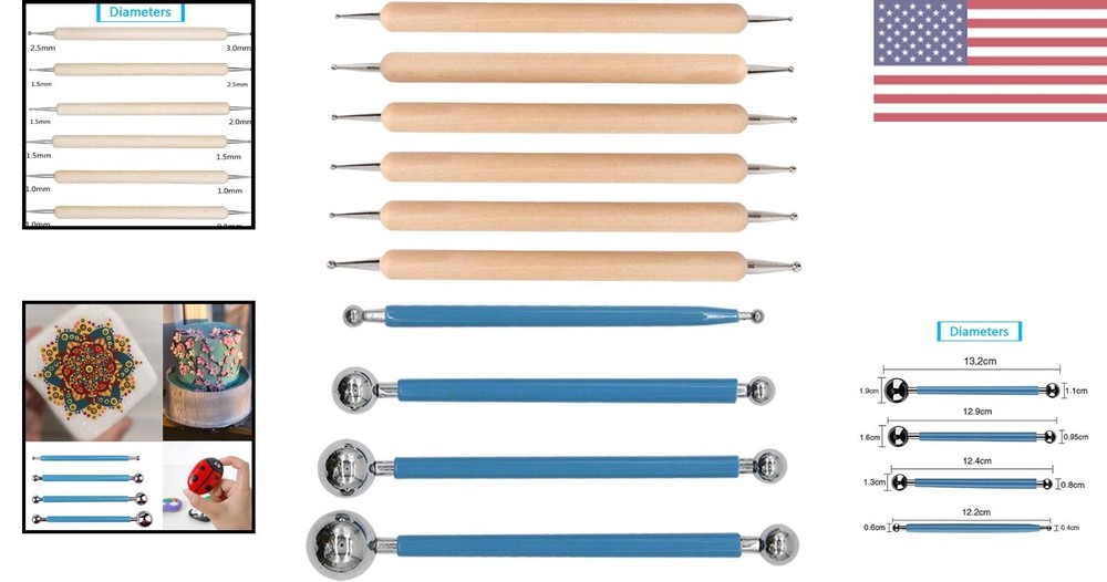 Versatile Dotting Tools Set with Multiple Ball End Diameters - 20 Ball Styluses