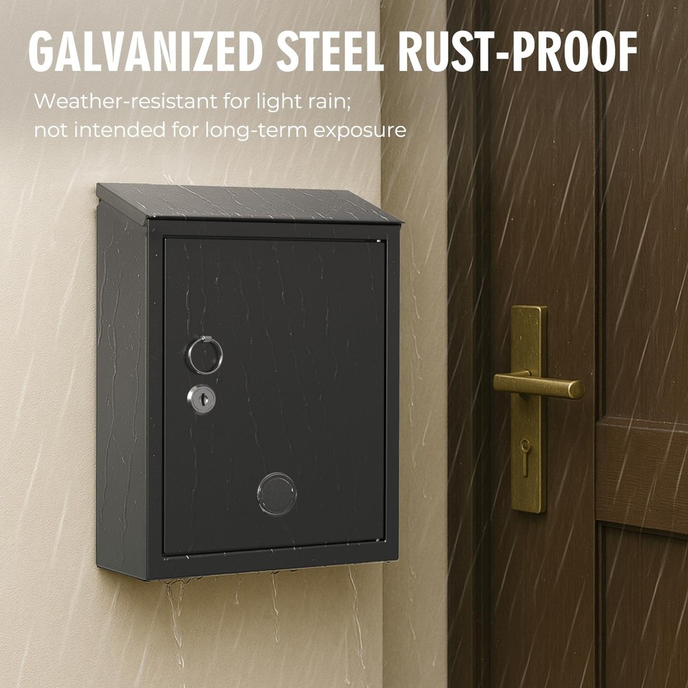 Wall Mount Mailboxes Rust Resistant Locking Mailbox for Outside with Key Lock