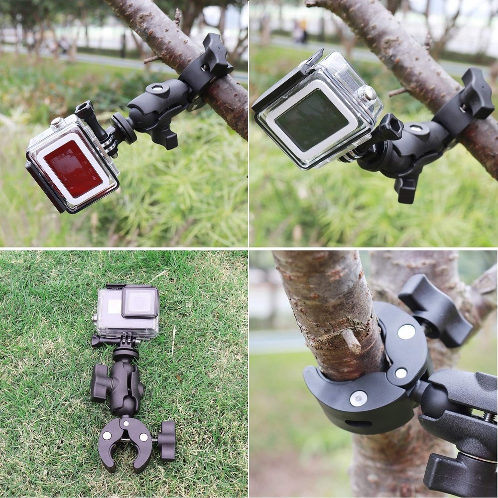 Taisioner Super Camera Clamp Mount Double Socket Arm 2.4"super clamp, Black