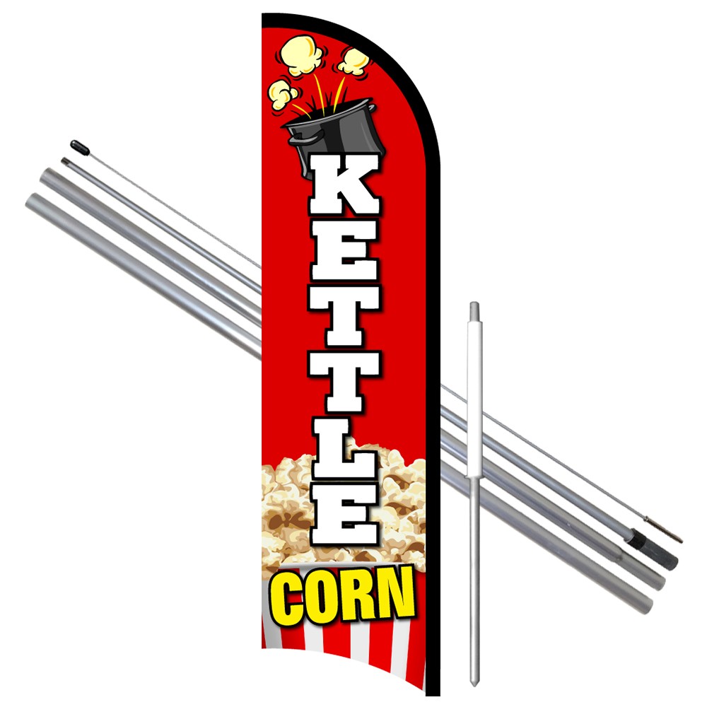 Kettle Corn Premium Windless  Feather Flag Bundle (Complete Kit) OR Optional Rep