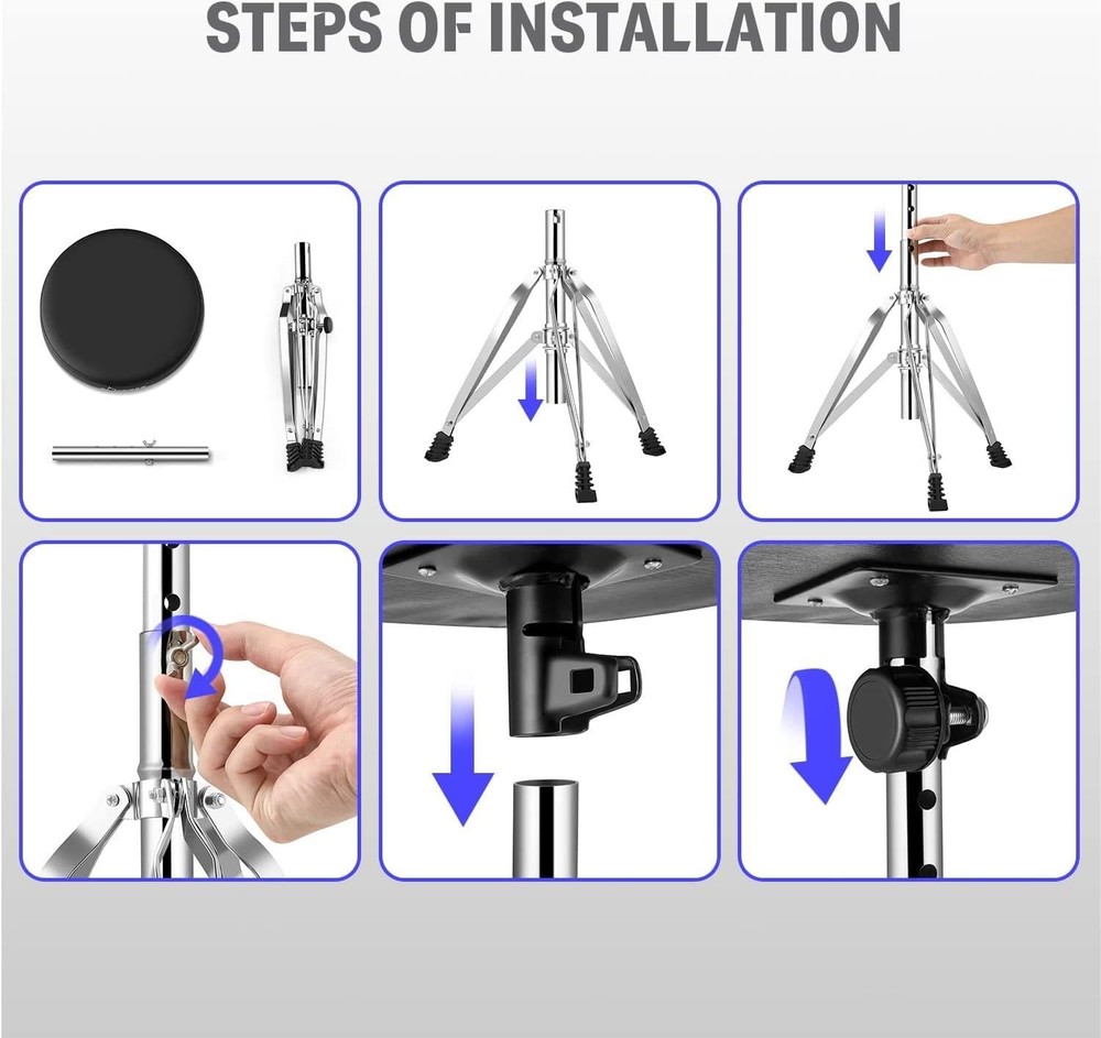 Height Adjustable Drum Stool High Density Sponge Non Skid Design Double Braced