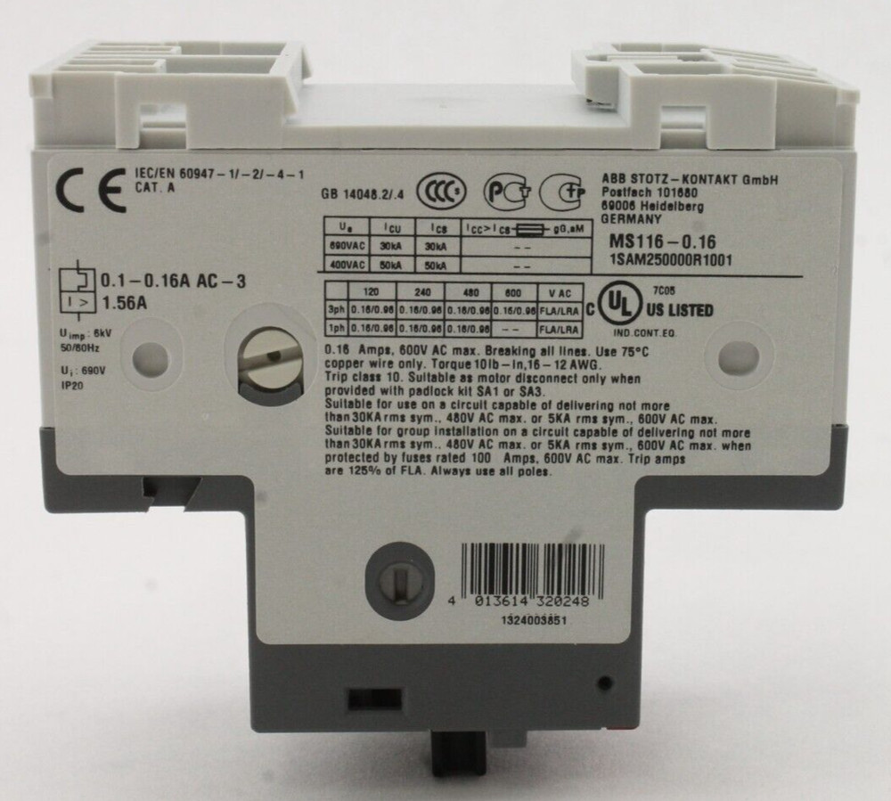 ABB MS116-0.16 Manual Motor Starter
