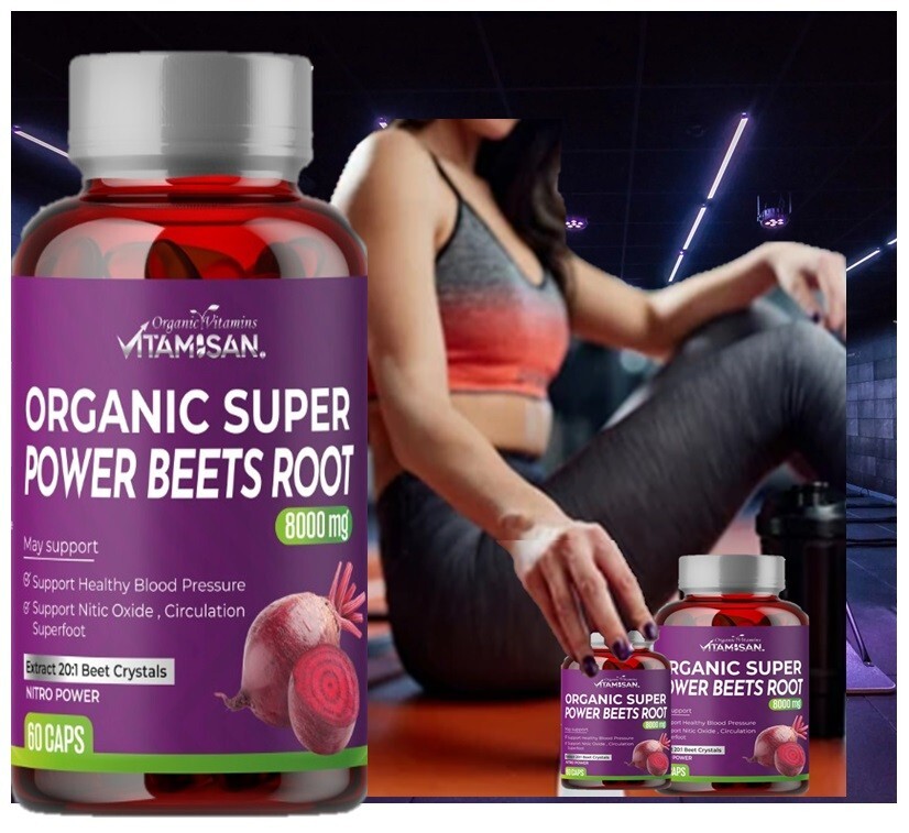 Organic Super Beets Root Capsules 8000mg – Nitric Oxide Support, Circulation