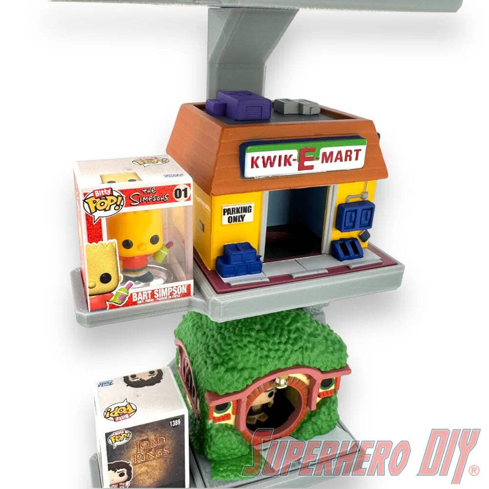 STACKABLE Floating Shelf for Bitty Pop Towns | Includes command strips