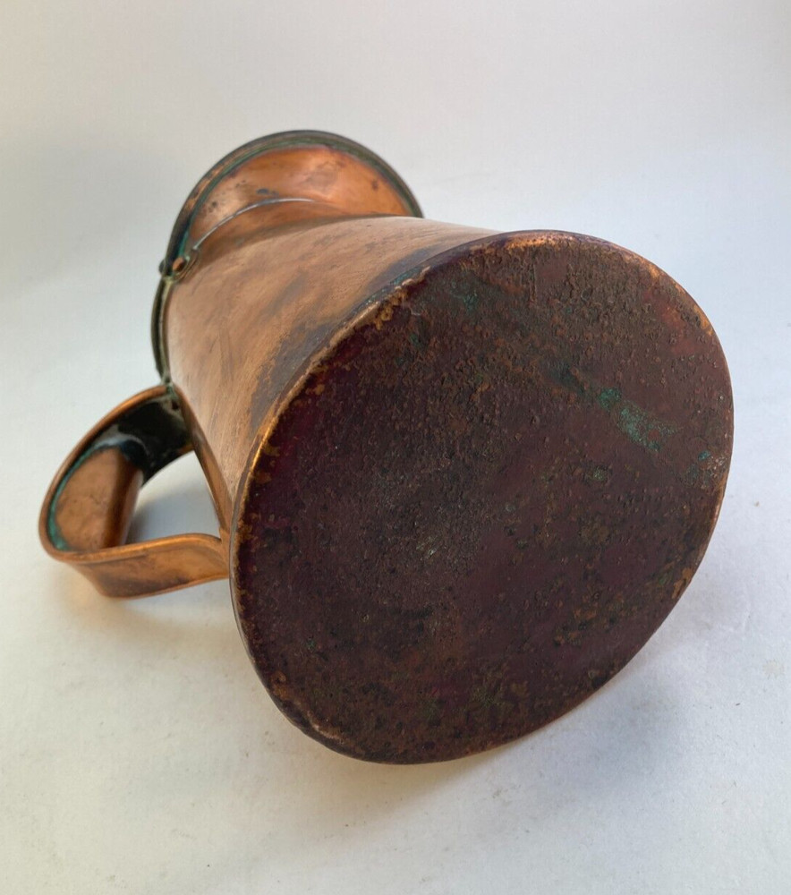 Vintage Copper Pitcher Jug Tin Lined 1 Quart