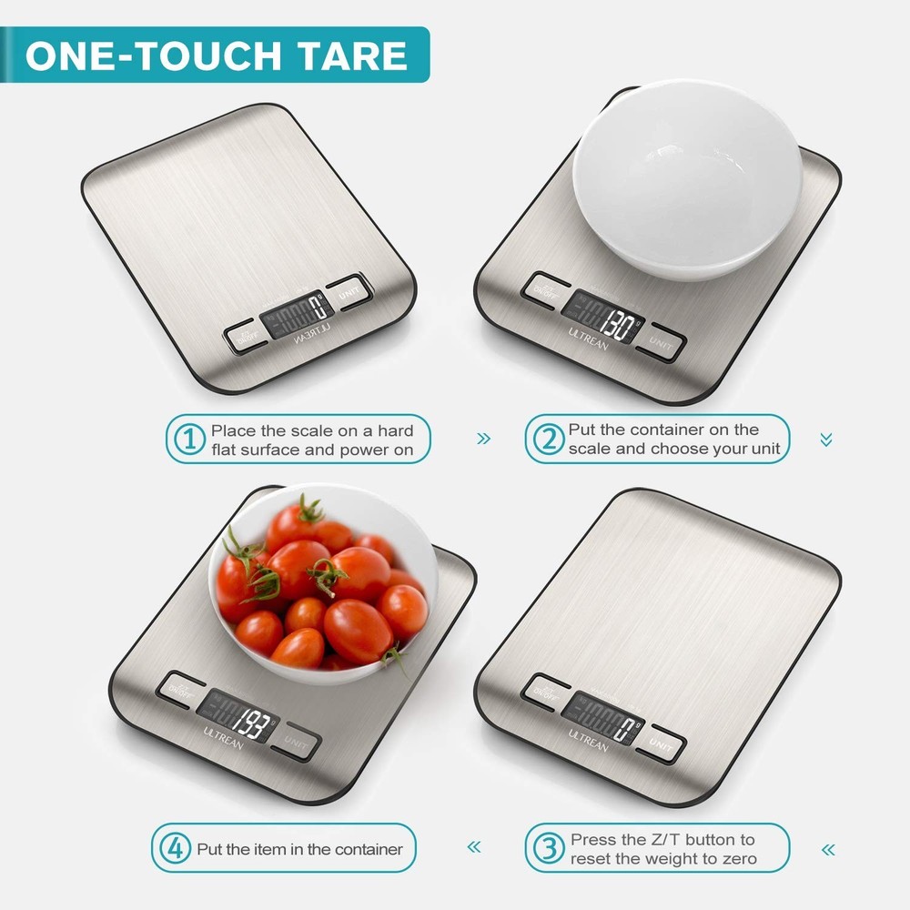 High Precision Kitchen Scale - Tare Function & Slim Design, 304 Stainless Steel