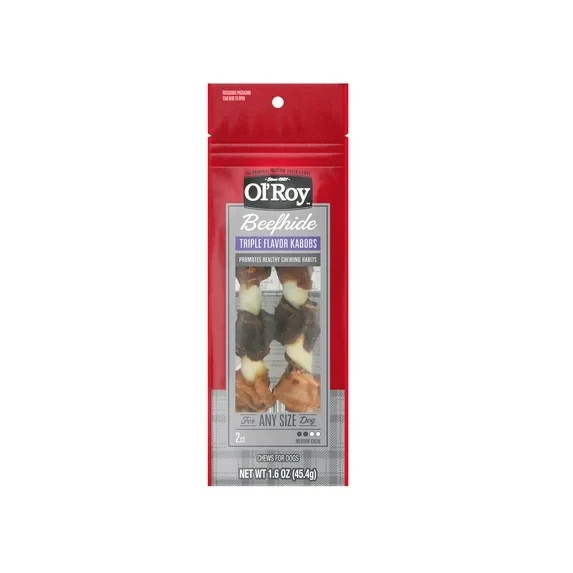 Ol' Roy Triple Flavor Beefhide Kabobs, 1.6 oz, - 2 pack