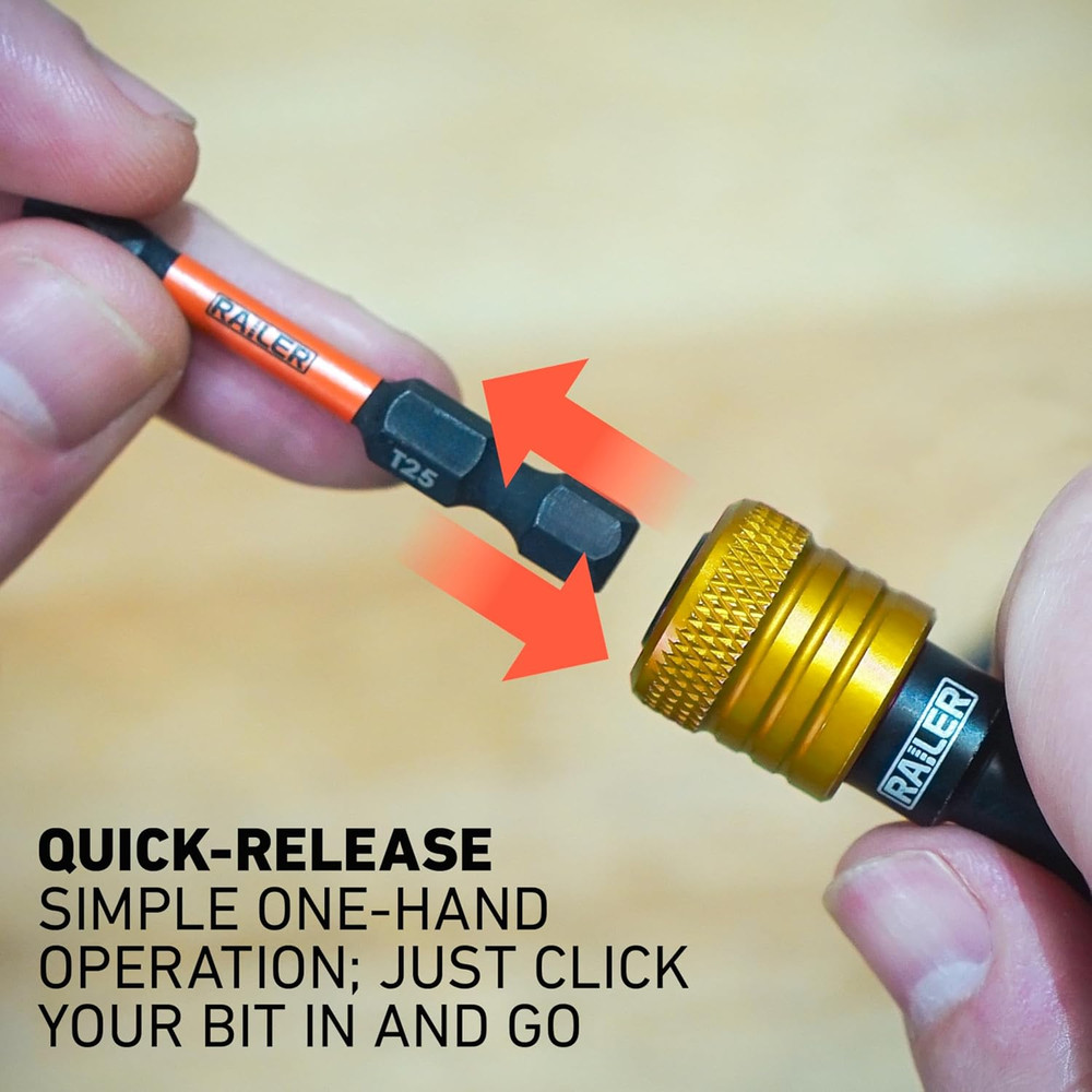 Bit Holder Keychain 5Pc - 1/4 Inch Hex Shank Bit Holders - Quick Release Bit Hol