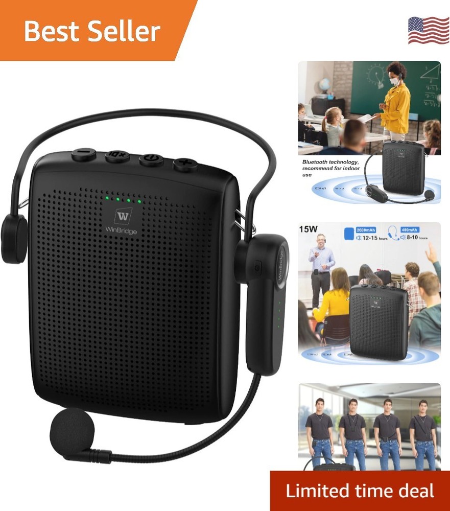 Compact 15W Wireless Voice Amplifier with Bluetooth - Perfect for Classroom Use