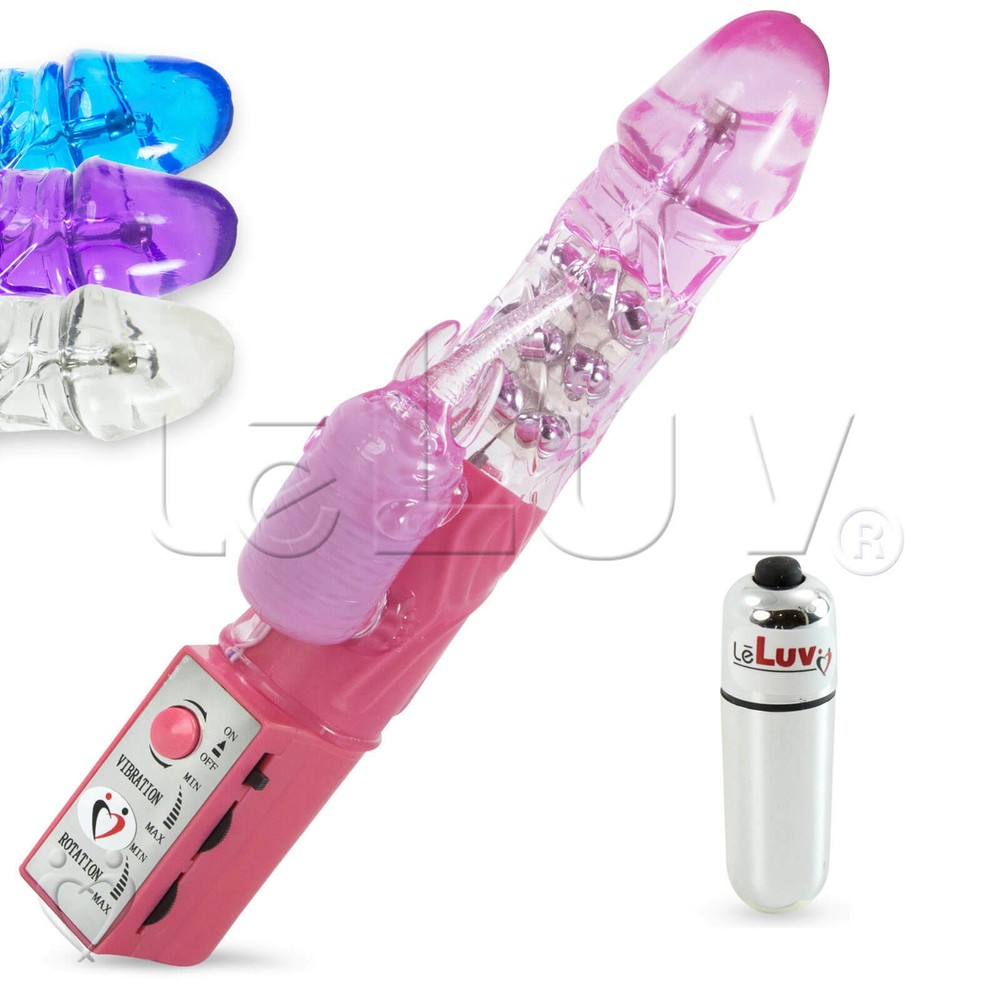 Rabbit Vibrator Rotating LeLuv Multispeed Clit Tickler Bundle with Mini Massager