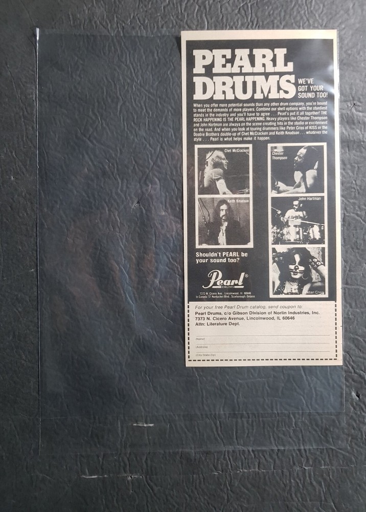 Peter Criss Pearl Drums Promo Print Advertisement Vintage 1978