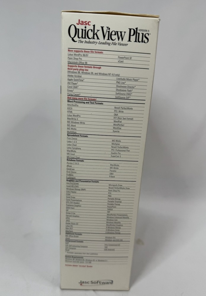 Quick View Plus 6 Software Jasc PC 2000 BIG BOX 1999