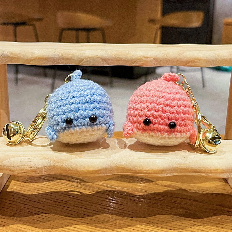Creative Cartoon Yarn Vrochet Whale Keychain Bag Pendant Cute Gift 1 Piece Pink