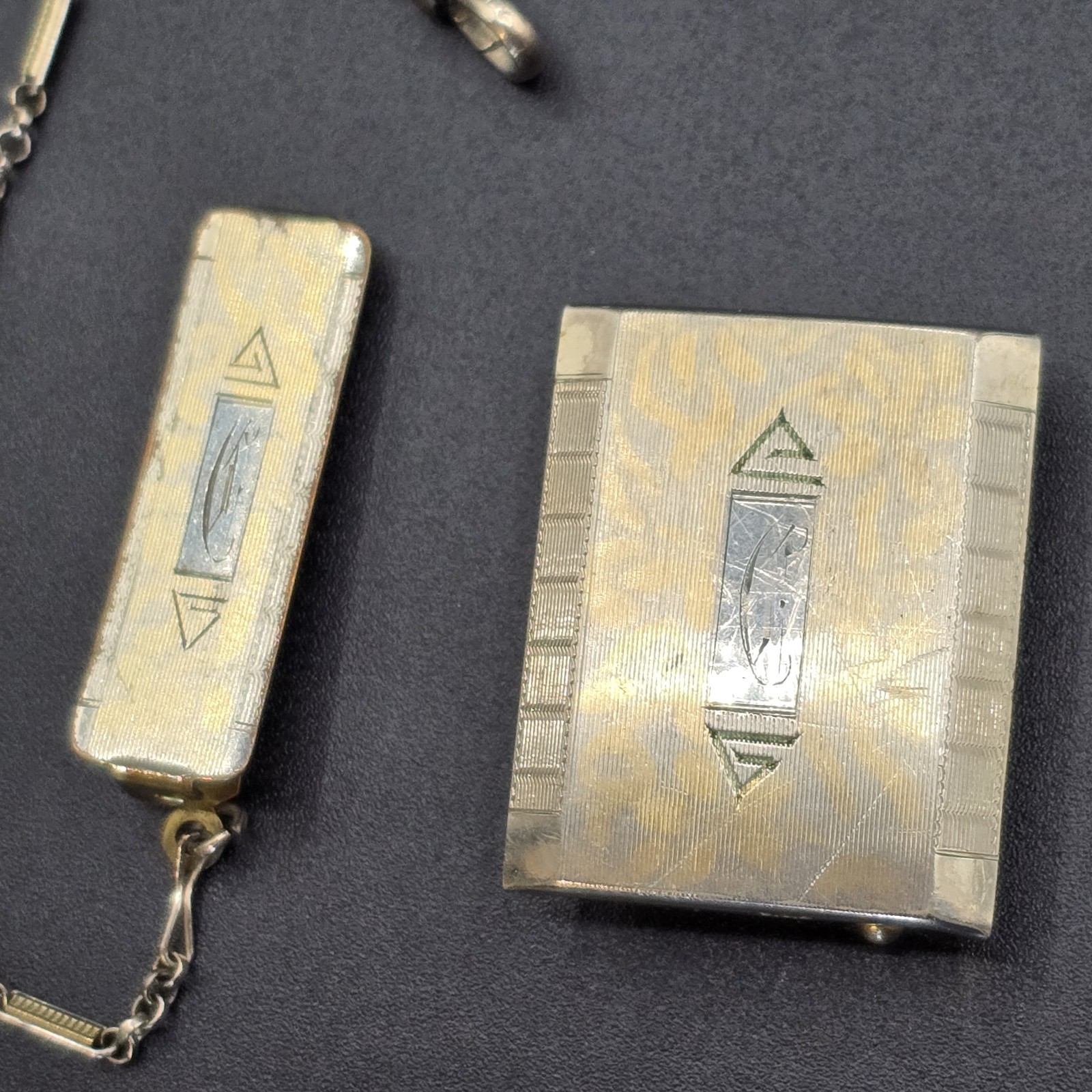 Peaky Blinders Watch Chain for Belt 8" & Belt Buckle White GF Art Deco SO Bigney