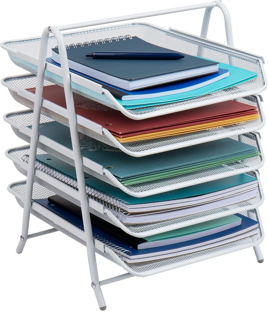 Stylish White 5-Tier Paper Tray - Efficient Desktop Organizer for Documents