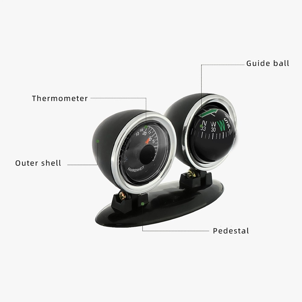 Dash Mount Compass Navigation Ball With Temperature Tester For Car