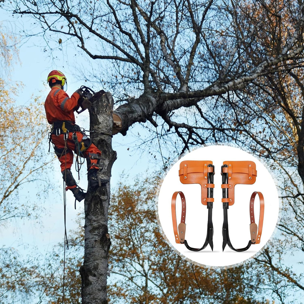 Tree Climbing Spikes Set Upgraded Leather Tree Climbing Tool Set with Harness Be