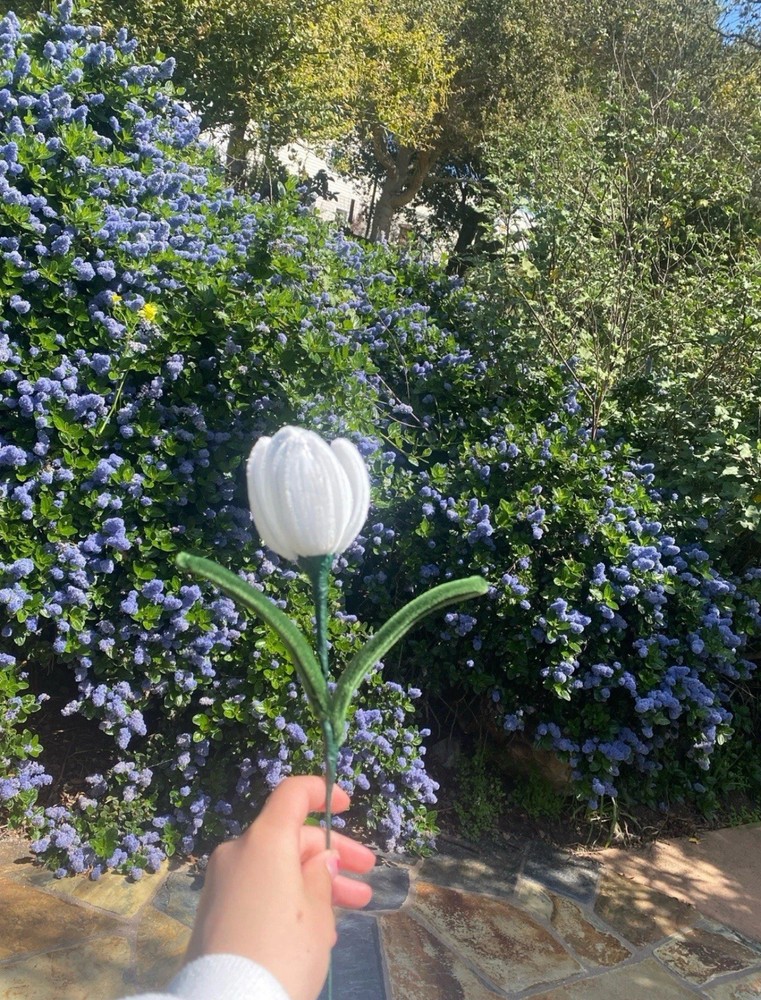 White Tulip Pipe Cleaner Flower