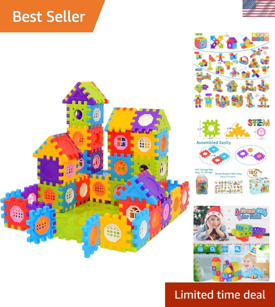 180 Pcs Interlocking Blocks Set - Ignite Imagination & Promote STEM Learning
