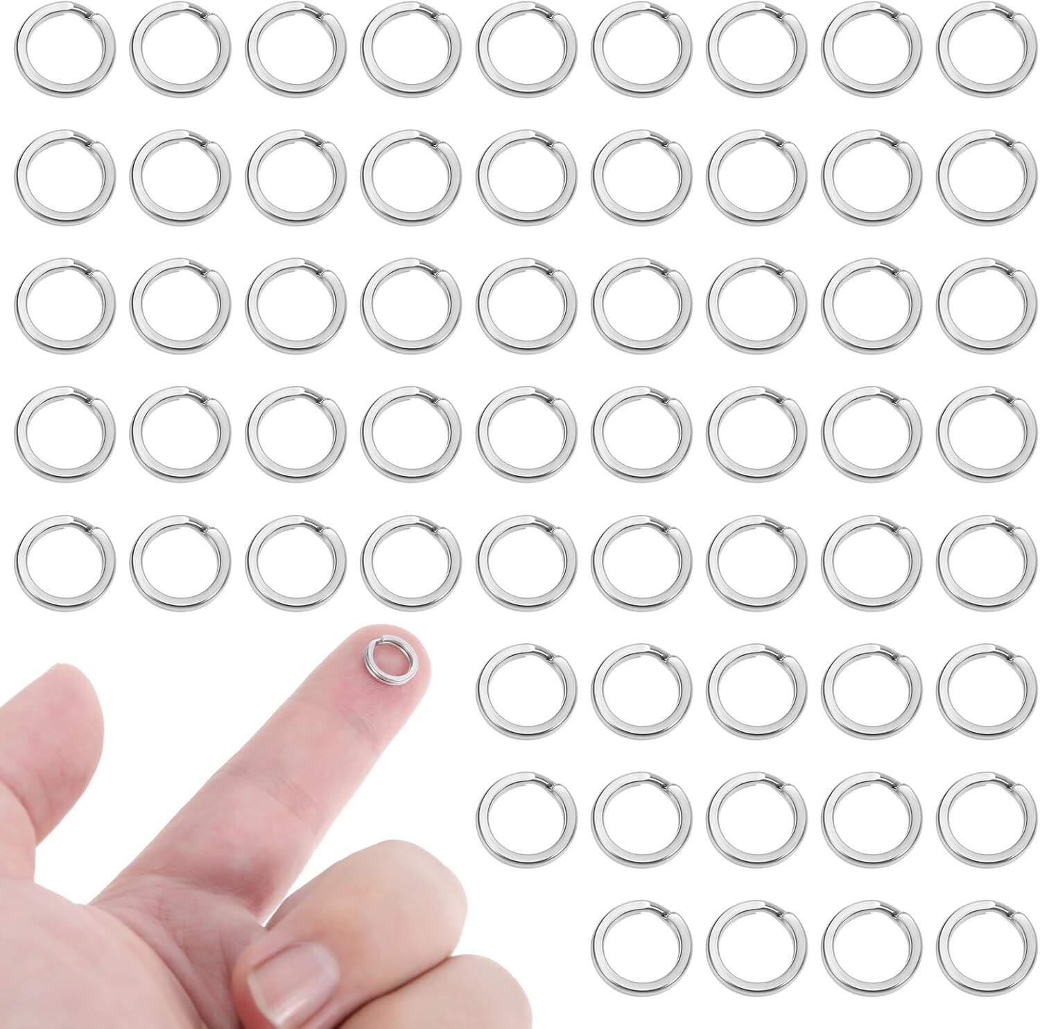 30pcs Split Rings 8mm Stainless Steel Small Key Chain Mini Keychain Rings Spl...