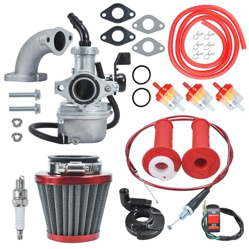 PZ22 Carburetor Carb Air filter Throttle Handle Grips Cable Kit for 110cc Red