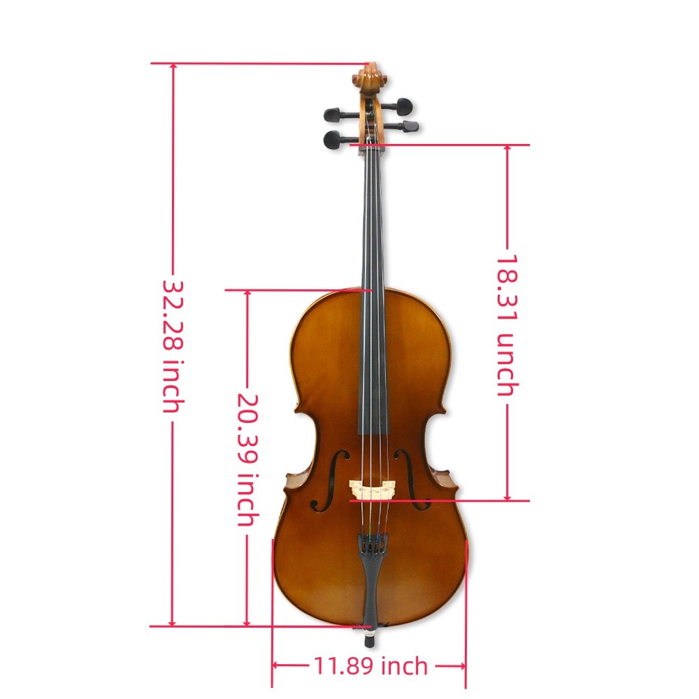 4 String Cello1/8 Flamed Solid Wood Beginner Handmade Cello With Parts