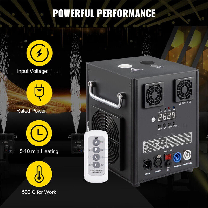 4Pack 700W Cold Spark Machine Firework Stage Effect DMX Wedding with Flight Case