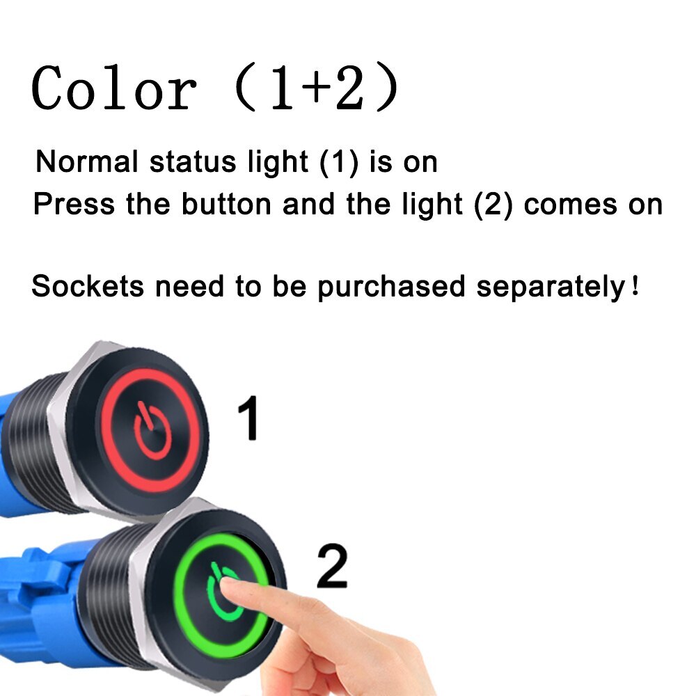 Two Color Customize Black Metal Push Button Switch ON OFF Momentary Latching