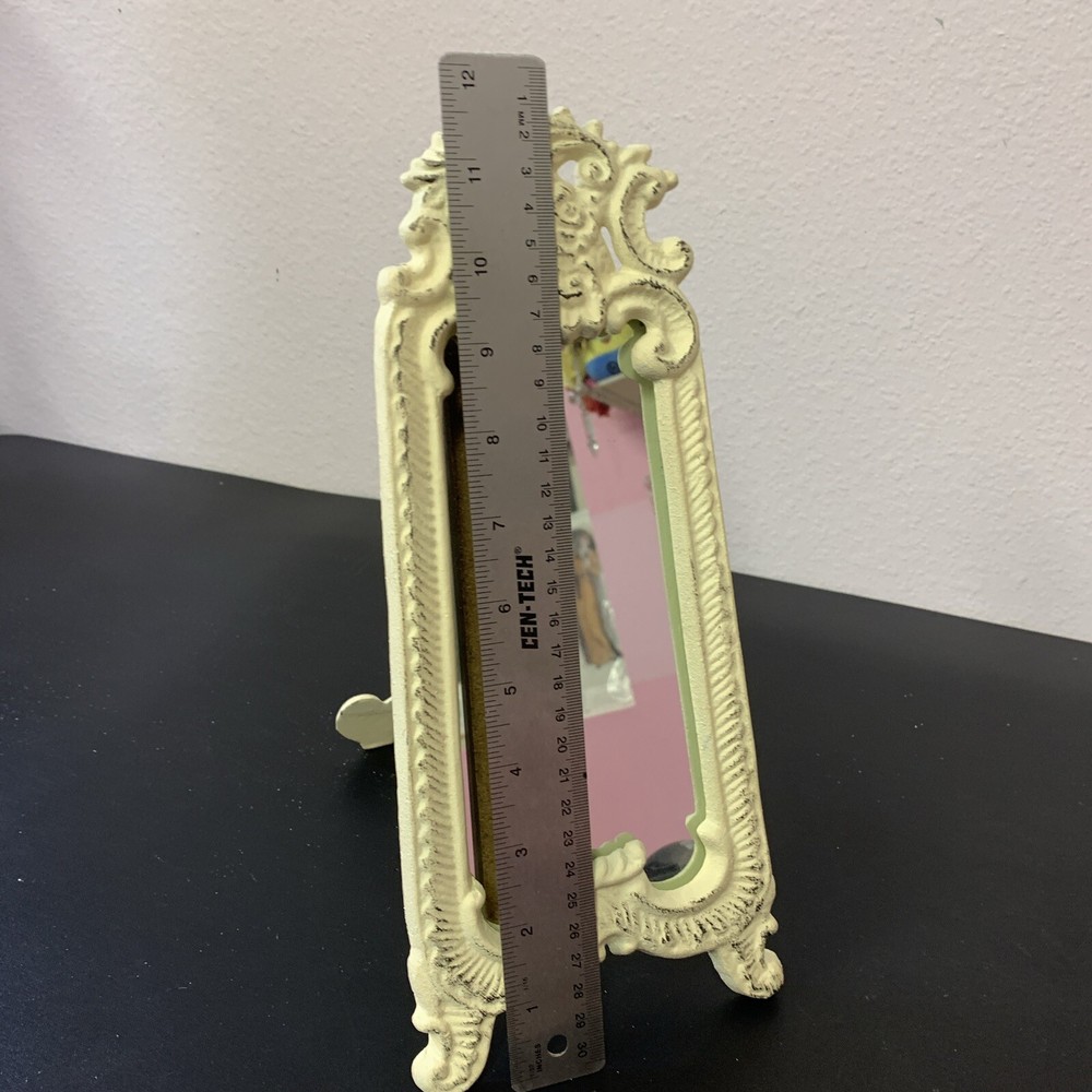 Whitewashed Decorative Mirror- Heavy Cast iron