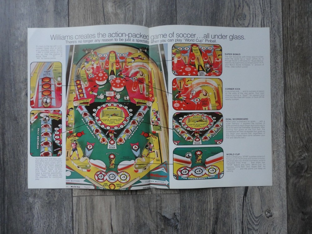 World Cup Pinball Williams Original Flyer