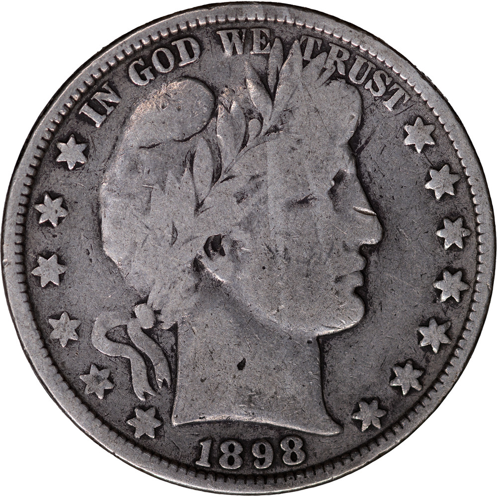 1898 50c Barber Half Dollar ~ VG