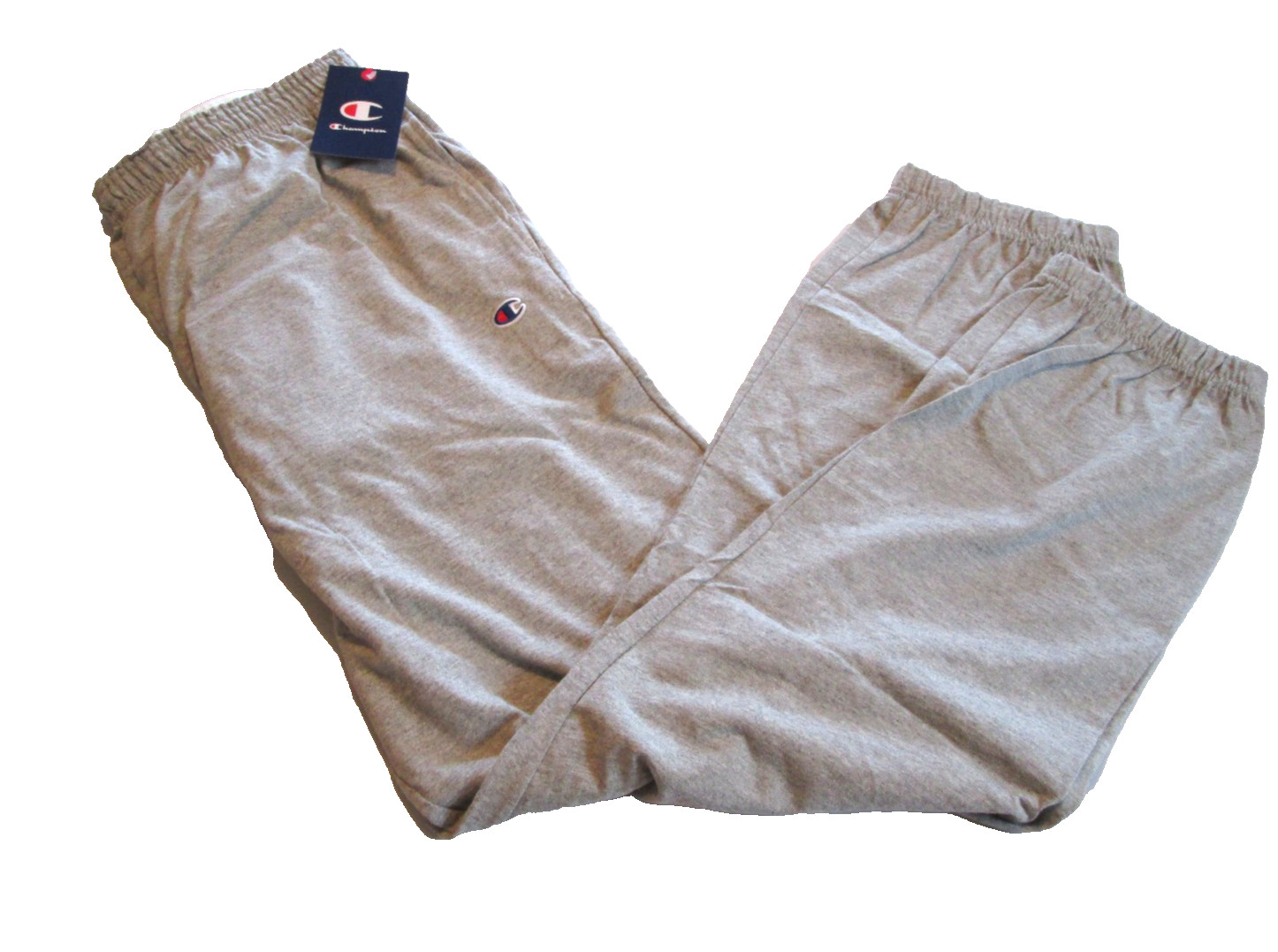 Brand New Mens Champion Lightweight Cotton Jersey Pants Gray Closed Bottom L