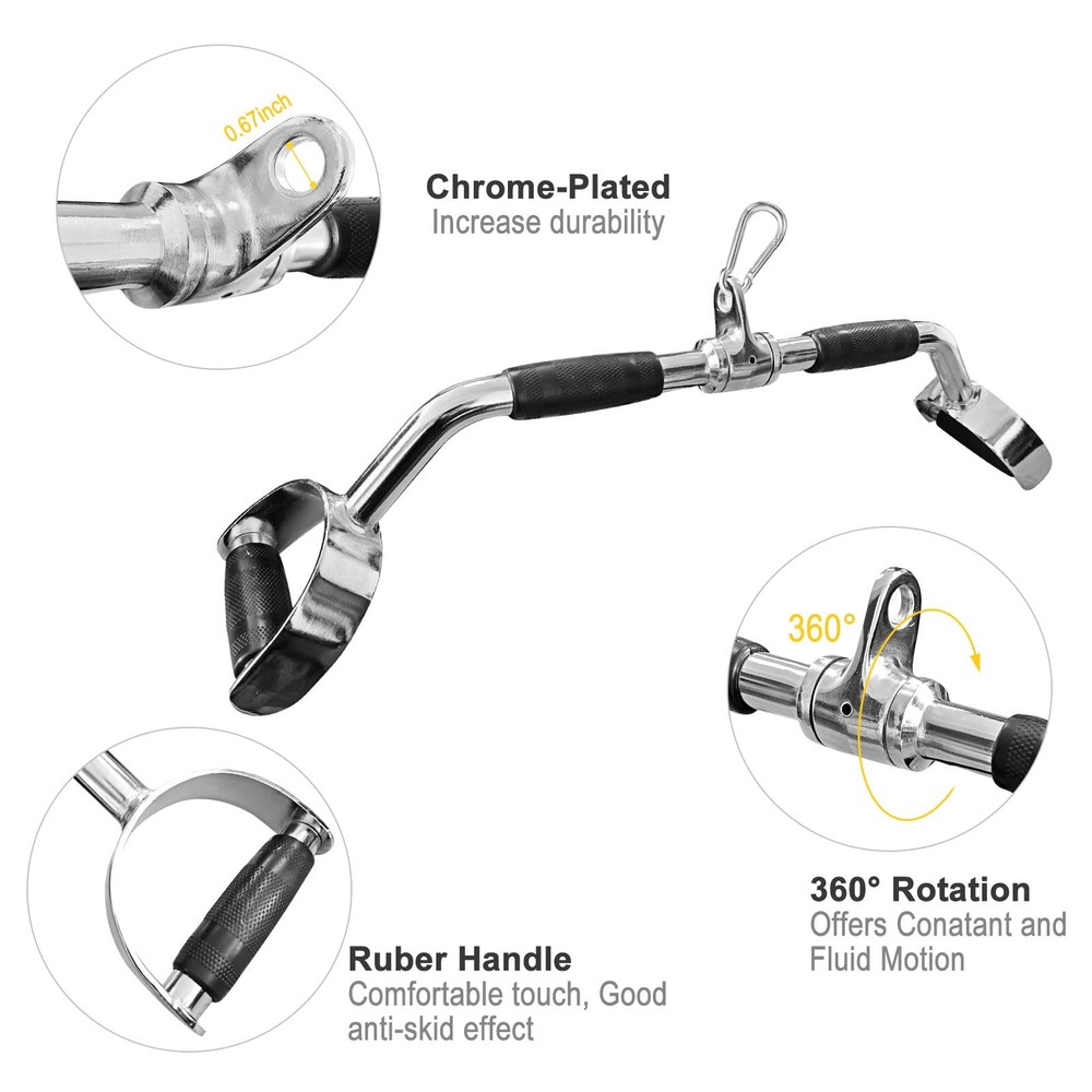 LAT Pulldown Bar Press Down Bar Heavy Duty Cable Machine Attachments V-Shaped...