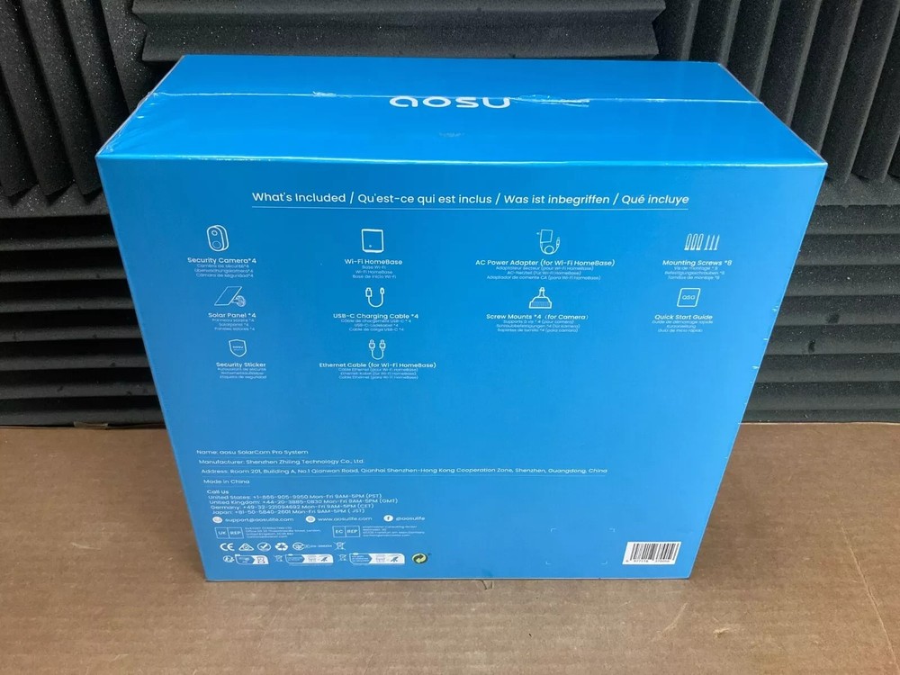 AOSU SolarCam Pro System 4 pack C7P2BH11 Solar Powered Security Camera