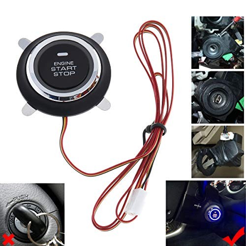 Car Alarm System RFID Push Engine Start Button & Keyless Go System Blue Key