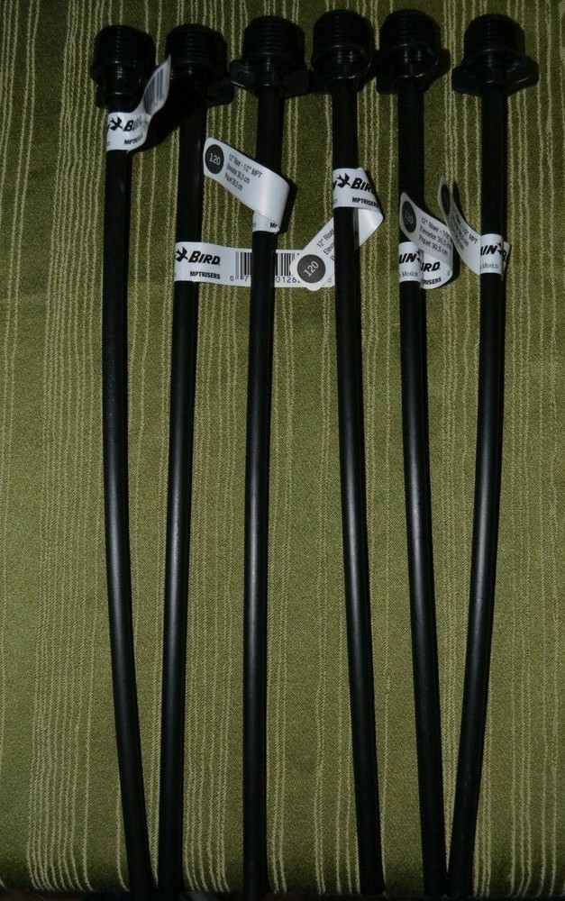 6 x Rain Bird 12" Poly Flex Riser - 1/2" MPT - Drip Irrigation