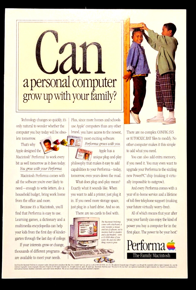 Apple Computer Macintosh Performa Original 1994 Vintage Print Ad Wall Art