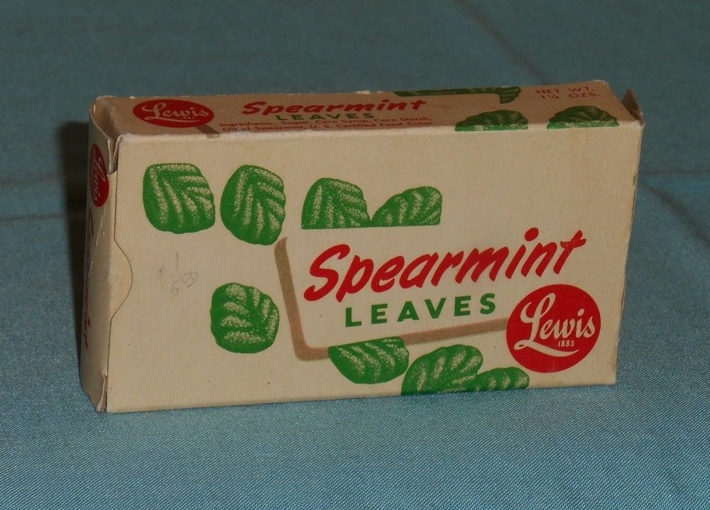 vintage LEWIS SPEARMINT LEAVES CANDY BOX container