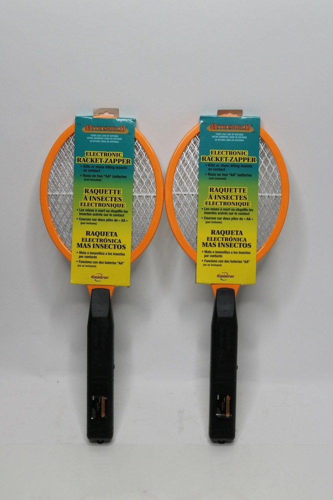 2 Pack - Bite Shield Electronic Bug Zapper Racket Kills Insects Mosquitoes Flies