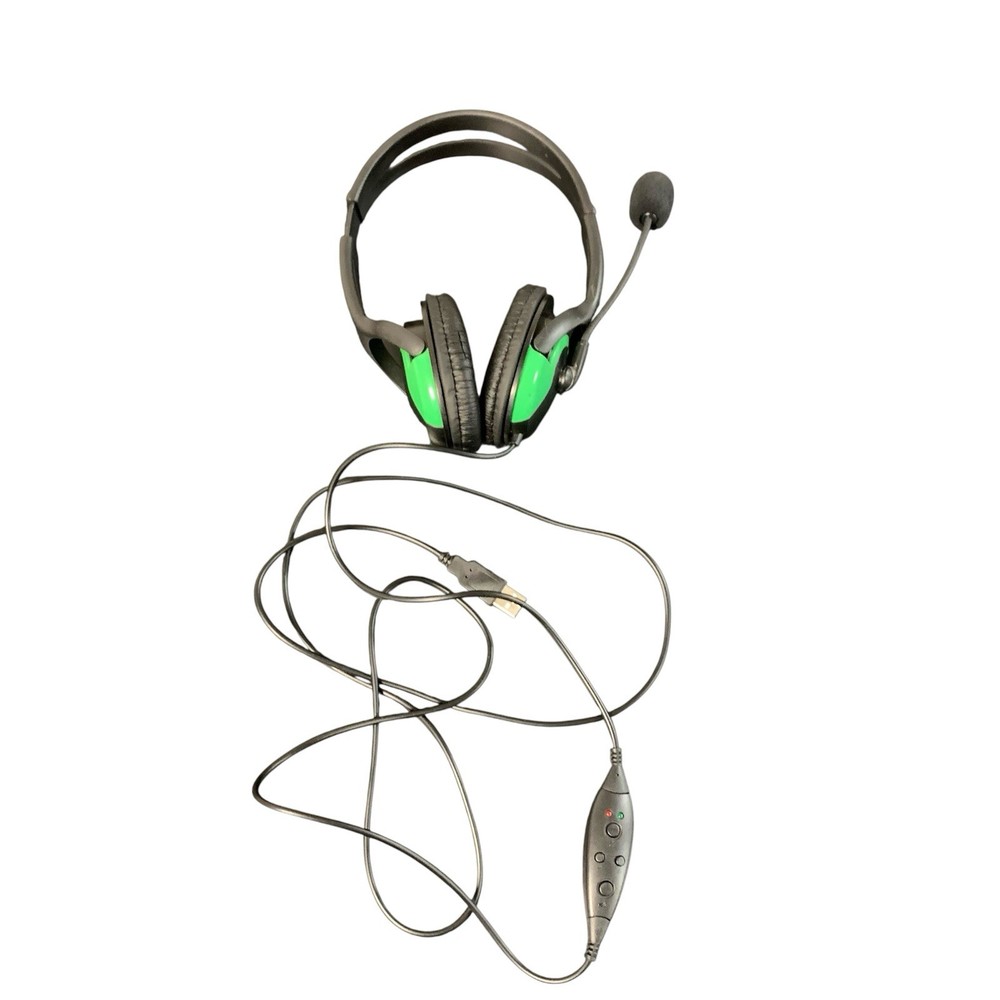 USB Wired Gaming Headset with Microphone Green