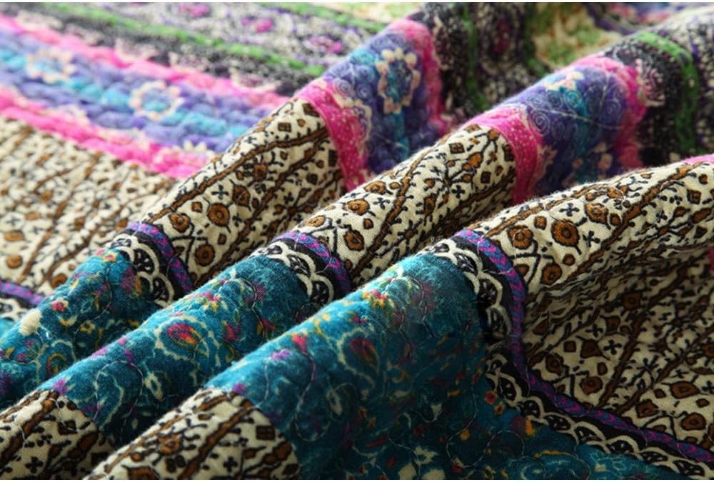 Striped Cotton Patchwork Bedspread Quilt Set