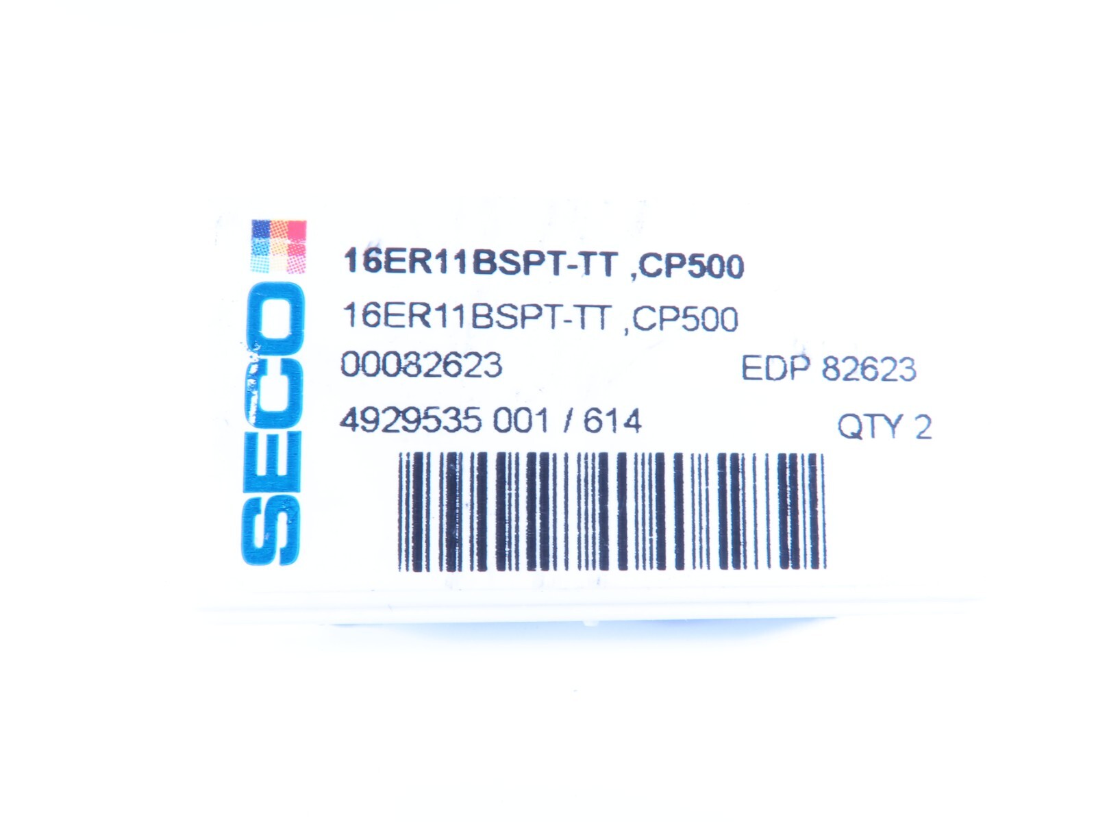 BOX ( 2 PCS ) SECO 16ER11BSPT-TT CP500 THREADING LAYDOWN LATHE CARBIDE INSERTS