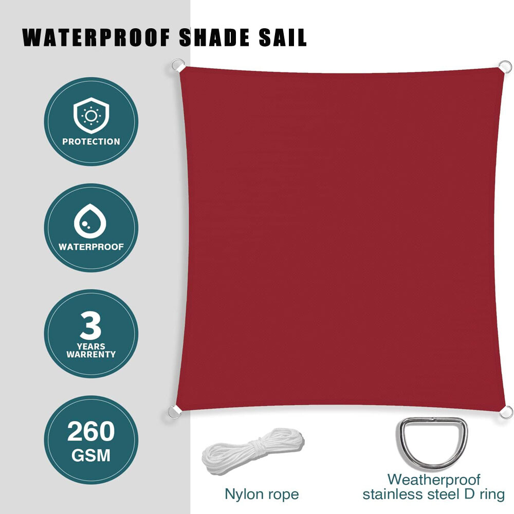 Waterproof Shade Sail Patio Awning Outdoor Garden Pool Sun Canopy Shelter Cover