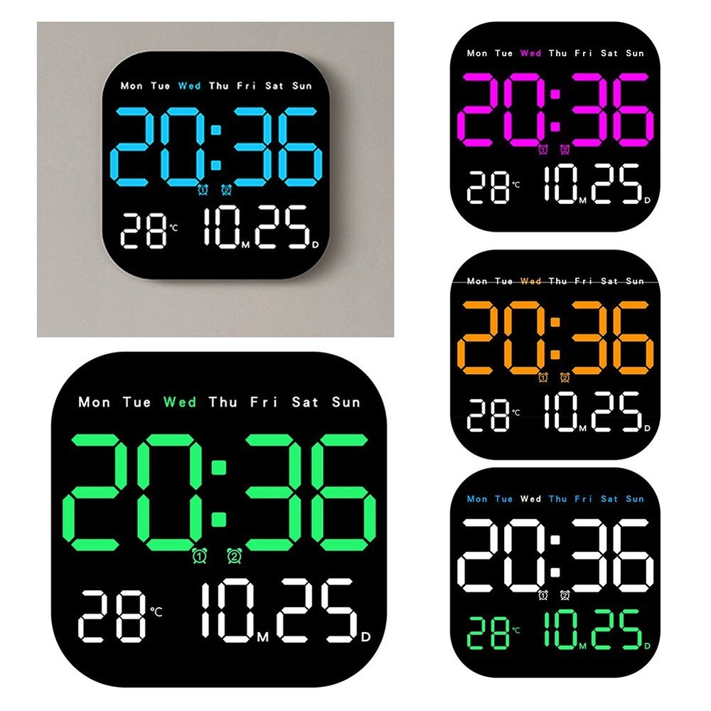 Adjustable LED Large Digital Wall Clock with Temperature and Date Display