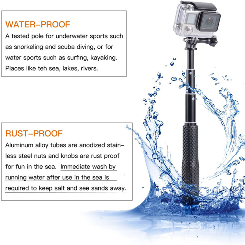 36" Selfie Stick Hand Grip Extension Pole for GoPro Hero 10 9 8 7 6 5 4 3+ 3 2 1