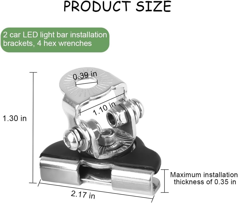Osilly Car LED Light Bar Mounting Bracket, 2PCS Adjustable Black/Silver
