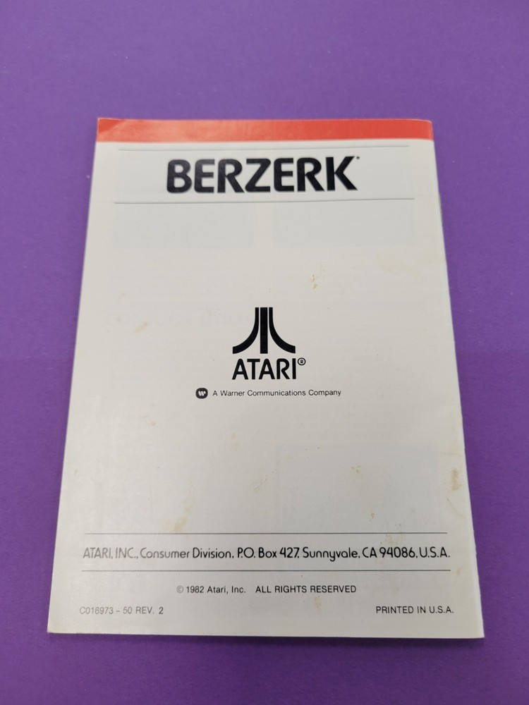 Berzerk (Atari 2600) Instruction Manual ONLY