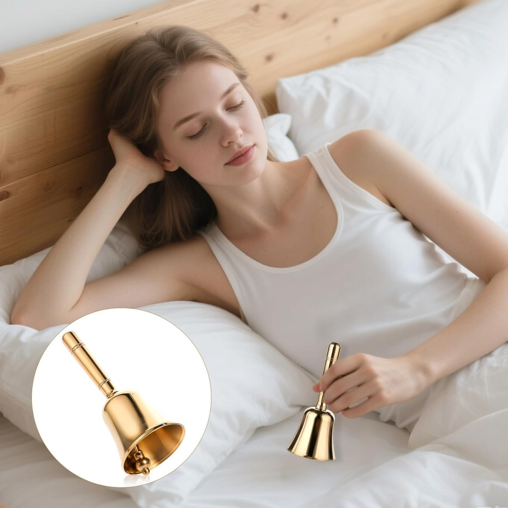 Solid Brass Dinner Bell with Metal Handle - 3.9" Handbell for Various Uses